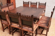 10 gothic chairs and table in walnut
