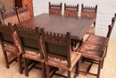 Gothic style Table and chairs in Walnut, France 19th century