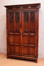 2 door gothic armoire in oak