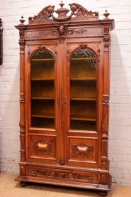 2 door renaissance style bookcase in solid walnut