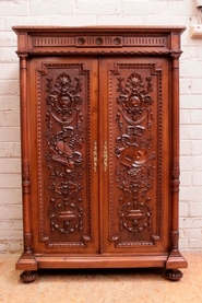 2 door renaissance style cabinet in walnut
