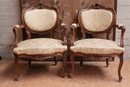 Louis XV style Arm chairs in Walnut, France 19th century