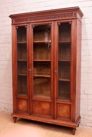 3 door Louis XVI style bookcase in mahogany
