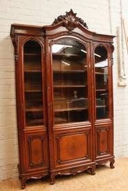3 door rosewood Louis XV bookcase