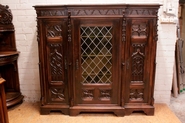 3 door walnut gothic bookcase 19th century