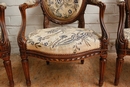 Louis XVI style Arm chairs in Walnut, France 19th century