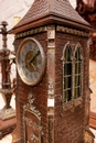 Gothic style Clock set in Walnut and bronze, France 19th century