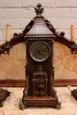 Gothic style Clock set in Walnut and bronze, France 19th century