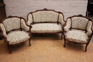 3 pc. Louis XV style sofa set in walnut