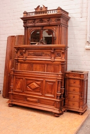 3 pc Renaissance style bedroom in solid walnut