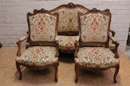 3 pc. sofa set Louis XV style walnut