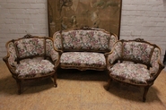3 pc walnut Louis XV style sofa set