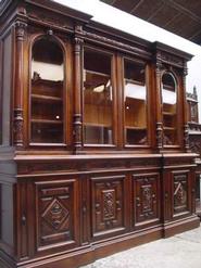8 door walnut renaisance bookcase 19 century