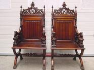 THE BEST PAIR OF WALNUT GOTHIC ARM CHAIRS 19TH CENTURY