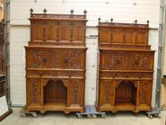 the best 2 walnut renaissance cabinets signed by LEROLLE PARIS 19TH century
