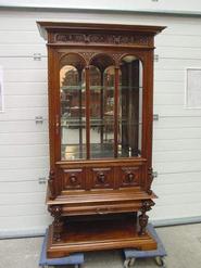 walnut display cabinet 19th century