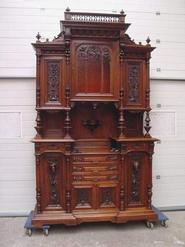 monumental walnut cabinet 19th century 120 inch tall
