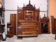 exceptional 5 pc solid walnut gothic bedroom 19th century 
