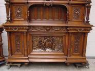 MONUMENTAL 22 PC SOLID WALNUT RENAISANCE FRENCH DINNING SET 19TH CENTURY CABINET IS 126 INCH TALL