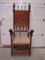 Figural walnut renaissance arm chair 19 th century