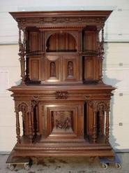 French best quality walnut figural renaissance cabinet 19th century 