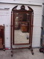 oak cheval mirror 19th century 40 w x 93 t x 24 d (inch)