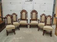 pair of oak hunt arm chairs + 4 chairs 19th century