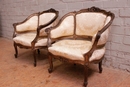 Louis XV style Sofa set in gilt wood, France 19th century