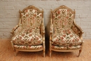 Louis XVI style sofa set in paint & gilt wood, France 1900