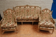 3pc paint & gilt Louis XVI sofa set