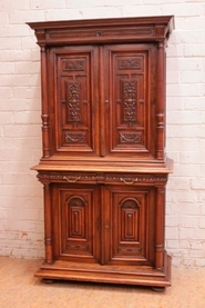 4 door Henri II style cabinet in walnut