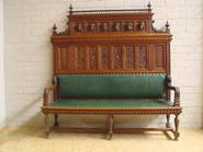 Spectactular walnut renaissance hall bench signed by the maker 19th century