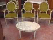 set of 3 painted Louis XVI arm chairs circa 1950