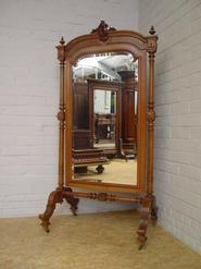 walnut cheval mirror 19th century