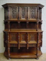 High quality solid walnut gothic/renaissance cabinet 19th century