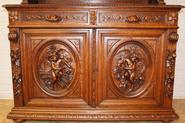 7pc oak hunt dinning set with cherubs and statues 19th century