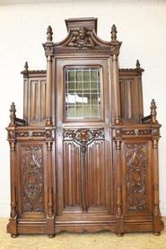 walnut gothic cabinet 19th century