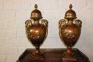 pair of mahogany and bronze vazes 19th century