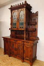 Walnut gothic cabinet signed by the maker 19th century
