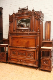 4pc. Exceptional walnut gothic bedroom