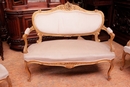 Louis XV style Sofa set in gilt wood, France 1900