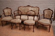 5 pc Louis XV style sofa set in walnut