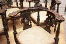 Renaissance style Salon set in Walnut, France 19th century