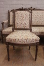 Louis XVI style Sofa set in Walnut, France 1900