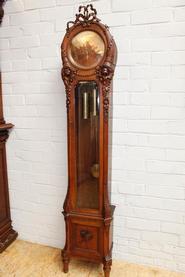 French walnut grandfather clock circa 1900