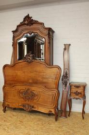3pc solid walnut Louis XV bedroom signed by Bastet Lyon 19th century