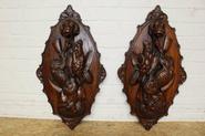 Pair of walnut black forest wall panels 19th century