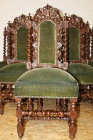 6 oak hunt chairs 19th century