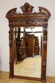 Walnut french renaissance figural mirror 19th century 