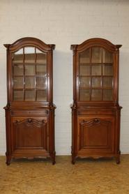 matching pair of walnut Louis XV cabinets circa 1900